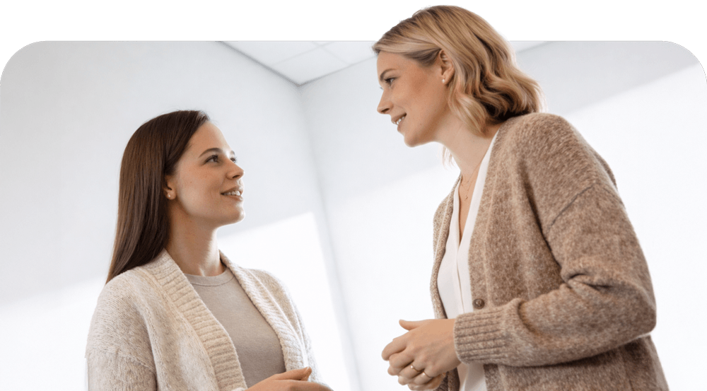 two women talking