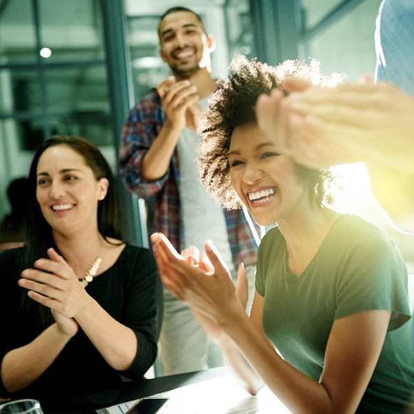 group of people clapping